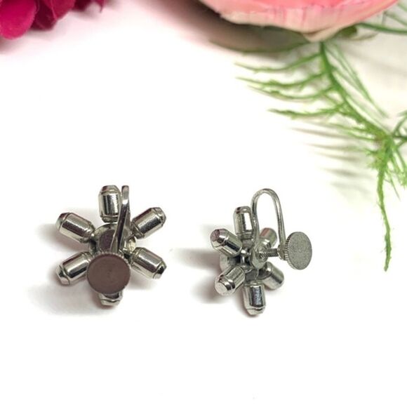 ⚜️VINTAGE Silver Asterix Unique Clip Earrings - Picture 6 of 8
